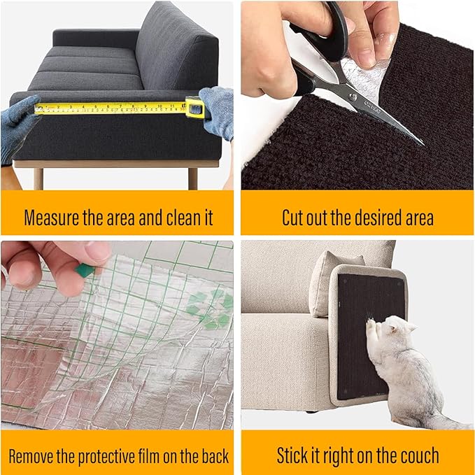Cat Scratch Couch Furniture Protector, Adhesive Cat Scratch Pad Deterrent for Furniture, DIY Climbing Scratcher for Indoor Cats (Brown, 78.7x15.8 in)