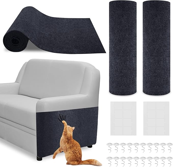 2 Pcs 78.7"x15.8" Cat Scratch Mat, Trimmable Self-Adhesive Carpet, DIY Climb Cat Scratcher for Furniture, Couch or Wall, Covering Cat Tree and Scratch Post Replacement Pad