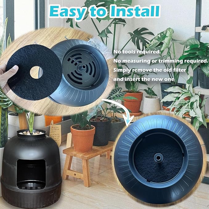 Cat Litter Box Replacement Filters for Lifewit Litter Box Cat, Activated Charcoal Filters Replacement to Absorb Odors and Litter Box Deodorizer for Hidden Enclosure Litter (6 Pack)