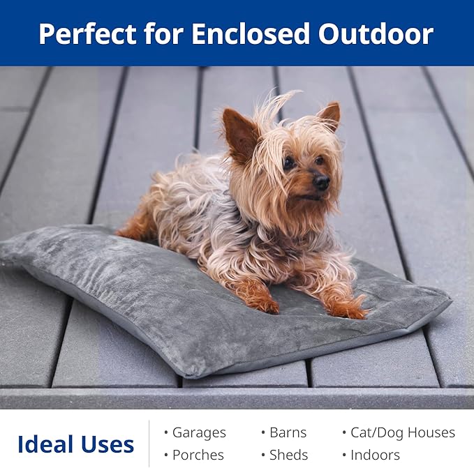 Outdoor Heated Cat Bed, Soft Pet Heating Pad with Steel-Wrapped Cord, Outside Pet Warmer for Feral Cats and Dogs, 27.5" x 15.7", 50 Watts