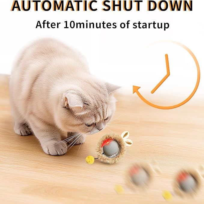 2 Packs Interactive Cat Toy Ball - Rechargeable Automatic Cat Toys for Indoor Cats, Self-Rolling Hunting Game Toy with Quiet Motor & USB-C Charging