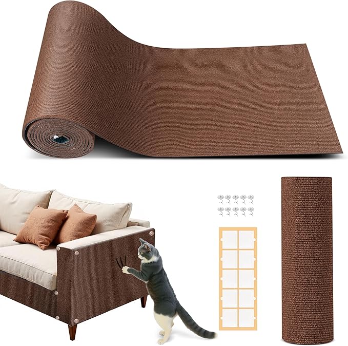 78.7"x15.8" Cat Scratch Mat Couch Furniture Protector,DIY Climb Cat Scratcher for Cat Couch Furniture or Wall Protector,Covering Cat Tower for Claws Scratching for Indoor (Brown)
