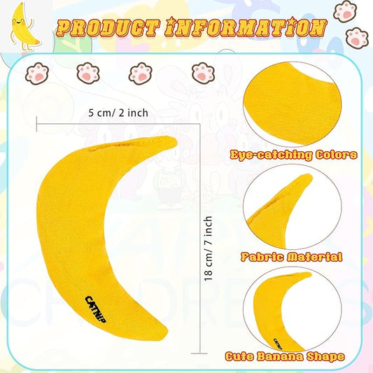 8 Pack Catnip Toys Yellow Banana Catnip Chew Toy Banana Cat Pillow Interactive Toy Kitten Banana Stuffed Catnip for Cat Kitten Paw Chew Biting Scrub Toy