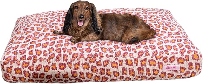 DBD3001F-L Mabel 41" x 25.5" Designer Modern Ultra Soft Reversible Plush Rectangular Pet Bed with Washable Cover, Raspberry Leopard