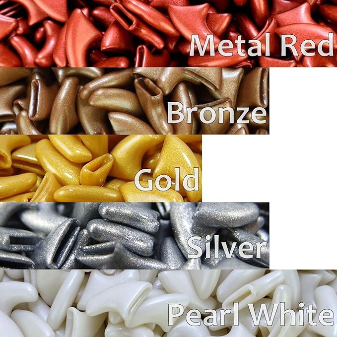 zetpo 100 pcs Cat Nail Caps | Cat Claw Covers | with Adhesives and Applicators (S, Metal Red, Bronze, Gold, Silver, Pearl White)