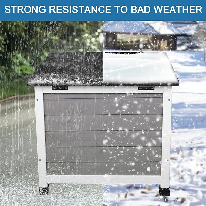 Outdoor Cat House Insulated Feral Cat Shelter Weatherproof Outside Cat Enclosure for Winter Gray