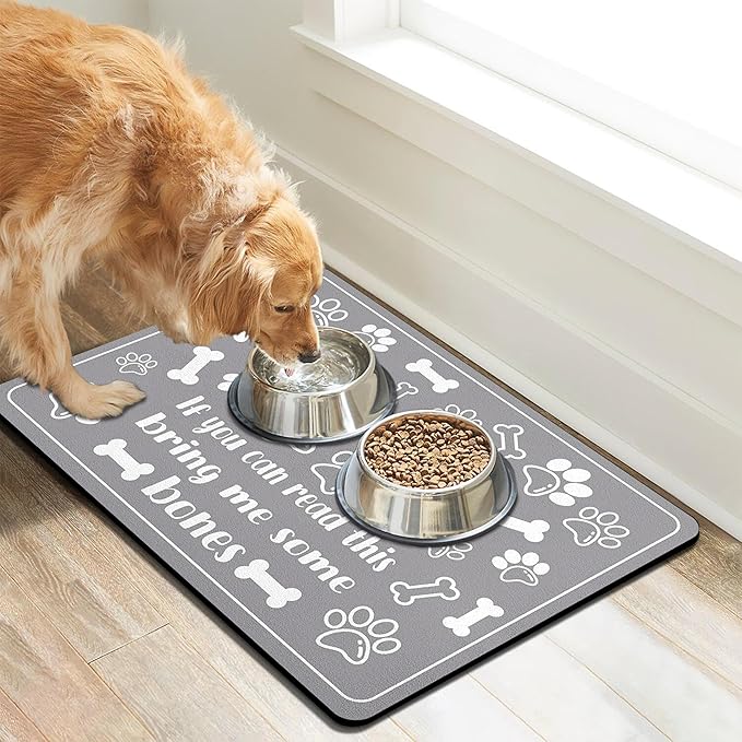 Pet Feeding Mat for Floors Waterproof Dog Mat for Food and Water Absorbent Quick Dry Non Slip mat for Cat Bowls
