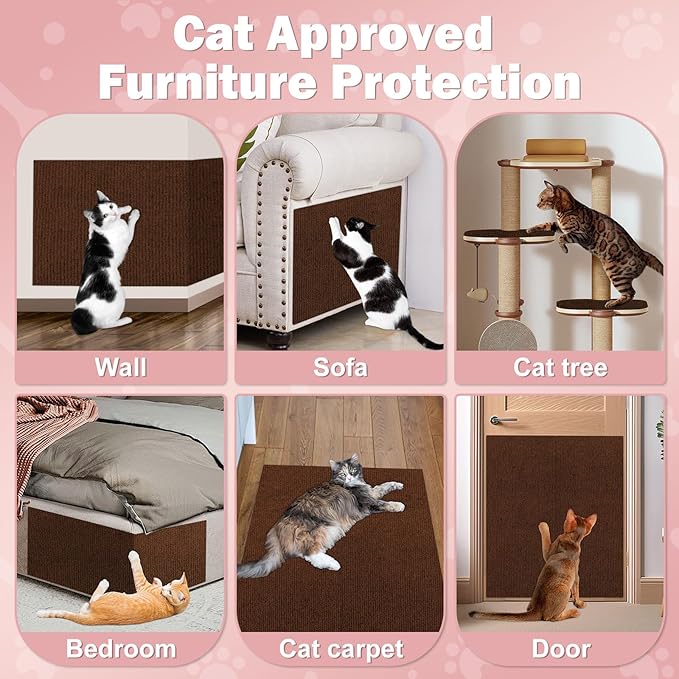 198.6x15.8 Cat Wall Scratcher Mat with Nano Tape,Anti Cats Scratch Furniture Couch Carpet Corner Protector for Indoor,Trimmable Cat Scratching Pad Board Sofa Replacement