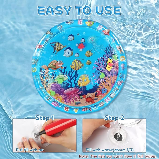 Pet Water Bed, 2025 New 40in Large Dog Water Bed, Thickened Cat Water Mat with Fish, Water Sensory Play Mat for Cats, Durable & Easy-Clean Playmat, Suitable for Indoor Pets