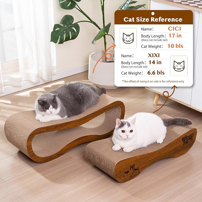 Cat Scratcher 2 in 1 Scratchers for Indoor Cats Scratching Board Cardboard, Horizontal Corrugated Scratch Pad for Cats as Beds & Furniture Reversible Sofa Scratch