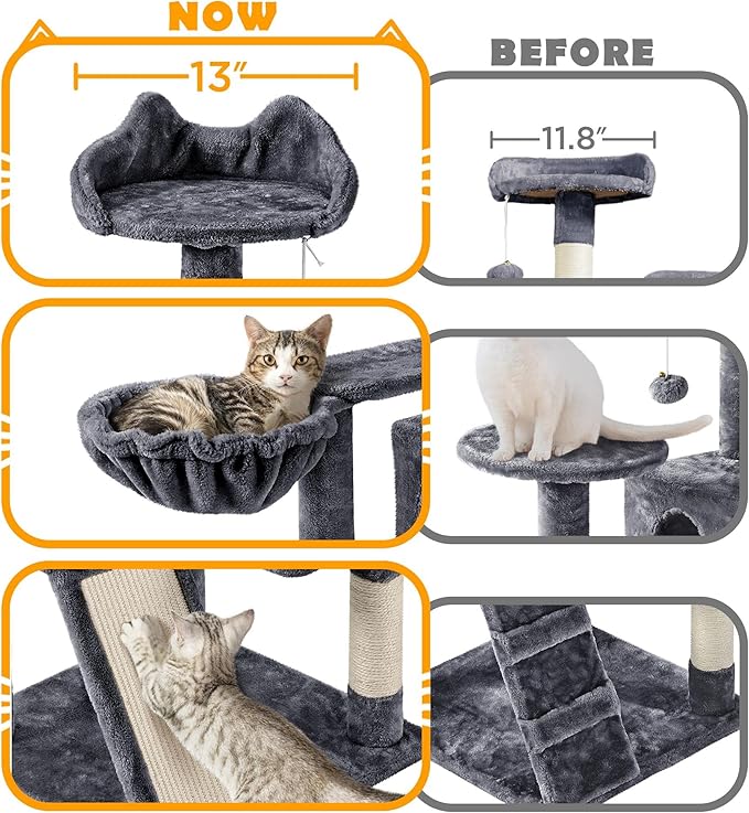 Topeakmart 57 inches Multi-Level Cat Tree Cat Condo with Scratching Posts Kittens Activity Tower Pet Play House Furniture