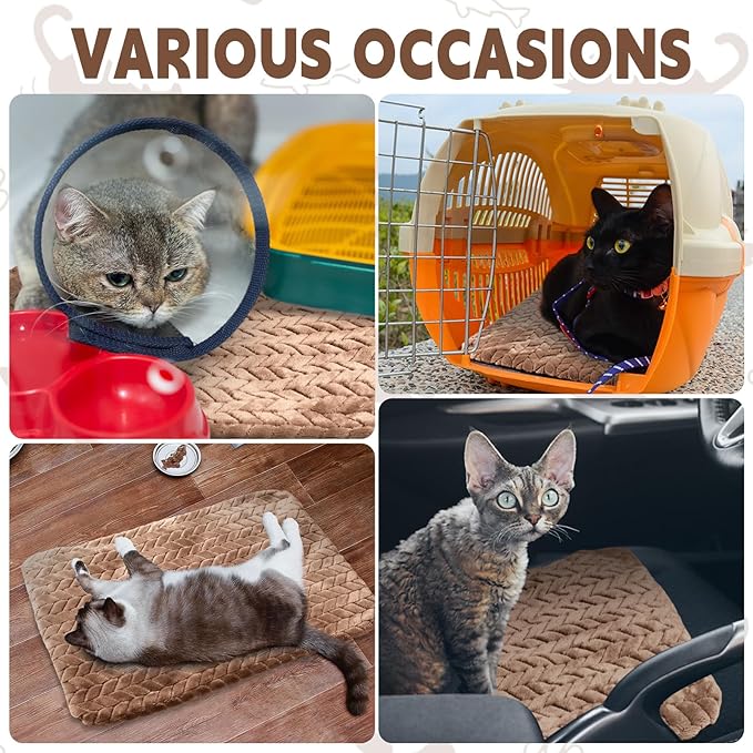 4 Pack Self Heating Cat Pad 16 x 20 Inch Self Warming Cat Bed Non Slip Warm Dog Pad Mat Washable Pet Kennel Crate Bed Mat for Indoor Outdoor Pets(Camel,16 x 20 Inch)