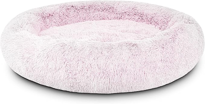 The Dog’s Bed Sound Sleep Original Donut Dog Bed, XXL Rose Pink Plush Removable Cover Calming Nest Bed, Veterinary Approved
