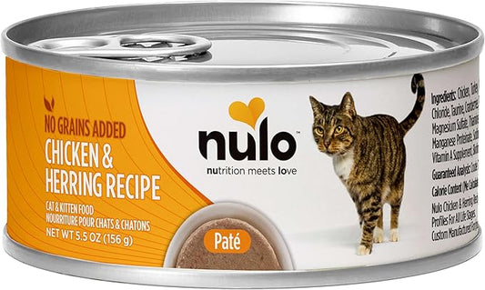 Nulo Chicken & Herring Recipe Pate Wet Canned Cat Food, 5.5 Ounce (Pack of 24)