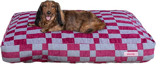 DBD3001C-XL Mabel 49.5" x 31.5" Designer Modern Ultra Soft Reversible Plush Rectangular Pet Bed with Washable Cover, Blueberry Check