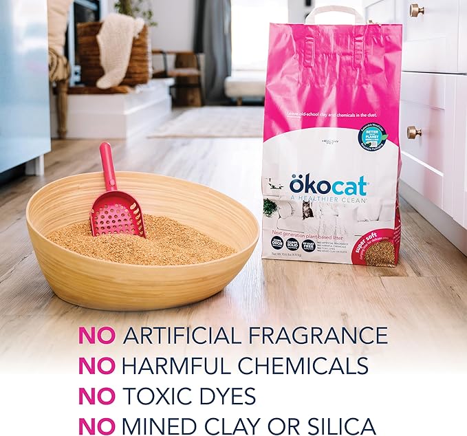 ökocat Super Soft Wood Clumping Cat Litter, Unscented, 22 pounds XL - Natural Ingredients, Stops Odor, Clumps Solid, 99% Dust Free, Great for All Cats, Sensitive Paws, Kittens