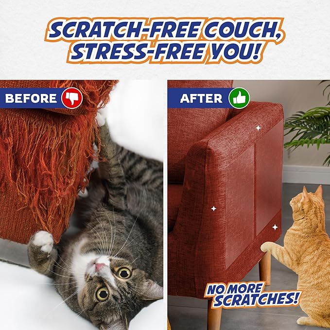 Panther Armor 20-Pack Anti Scratch Furniture Protectors - Deterrent & Cat Training Tape - Double Sided Sticky Tapes - Claw Proof Couch Protectors