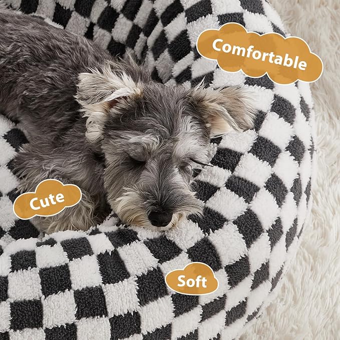 BFPETHOME Donut Dog Bed for Small Dogs, Round Cat Beds for Indoor Cats, Calming Pet Bed for Puppy and Kitty with Non-Slip Bottom, Cute Fancy Dog Bed Machine Washable Puppy Bed