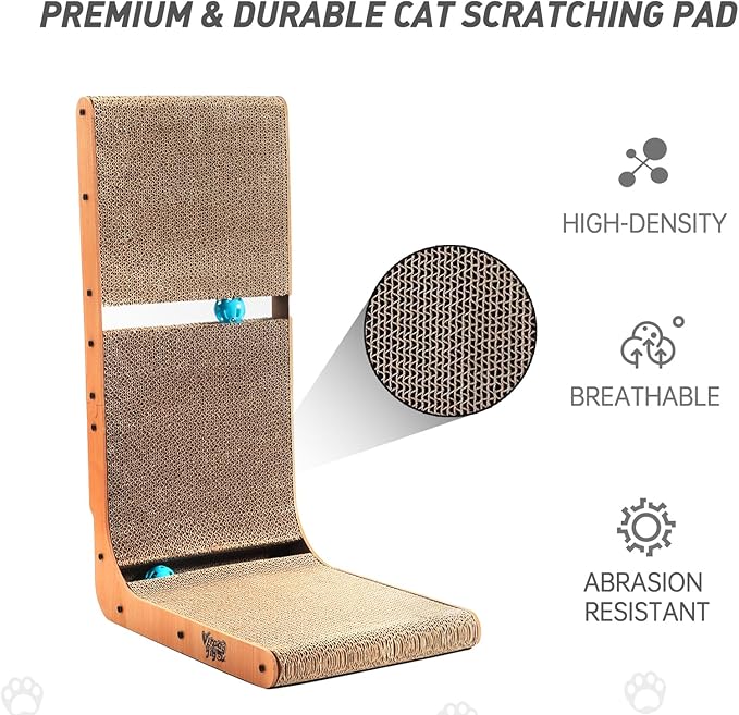 Cat Scratcher, Vertical Cat Scratching Board, 23.6 Inch L Shape Cat Scratch Pads Wall Mount Cat Scratchers for Indoor Cats