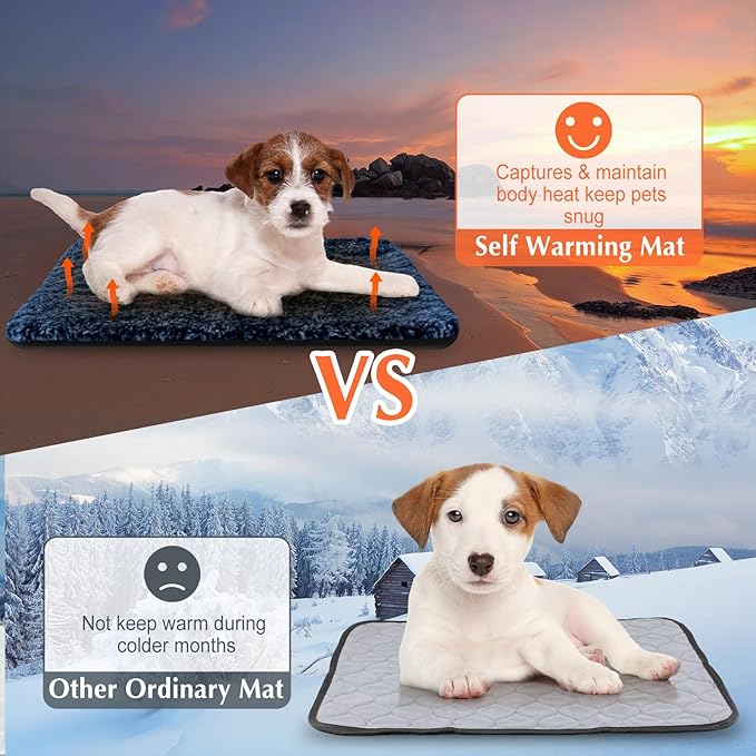 4 Pack Self Warming Cat Bed Indoor Self Heating Dog Cat Pad Washable 16 x 20 Inch Thermal Pet Kennel Pad Crate Bed Mat Reflect Body Heat for Outdoor