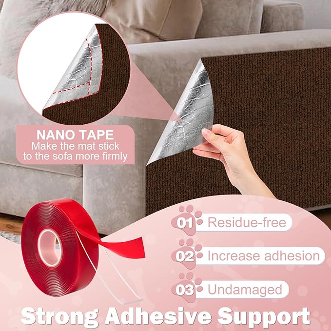 Bed Cat Scratcher Pad,47.2"x15.8"Cat Scratching Mat,Self-Adhesive Trimmable Anti Scratch Bed Couch Wall Corner Furniture Protector from Cat Claws,Easy Use for Cat Carpet/Door/Post