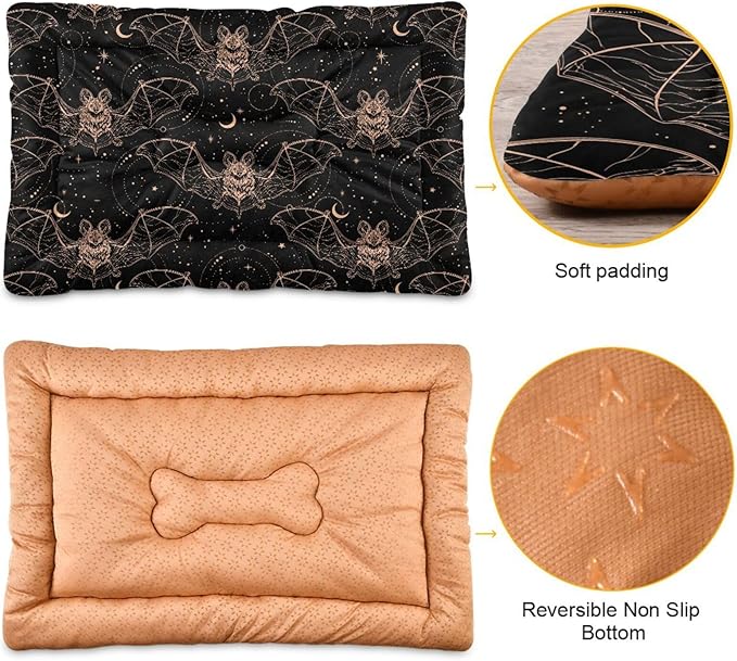 Gothic Bats Moon Pet Bed Cute Dog Bed Mat Absorbing Non Slip Pad Pet Sleeping Mat for Small, Medium, and Large Dogs Puppy Cat 24 in x 18 in