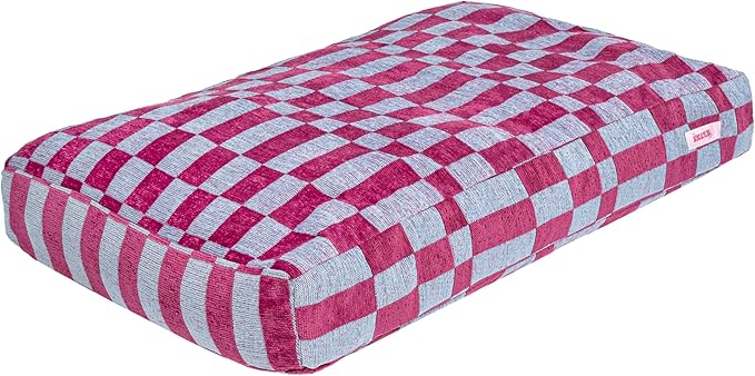 DBD3001C-XL Mabel 49.5" x 31.5" Designer Modern Ultra Soft Reversible Plush Rectangular Pet Bed with Washable Cover, Blueberry Check