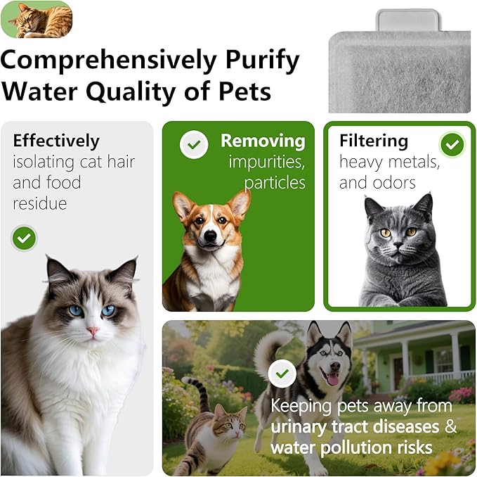 12 Pack Cat Water Fountain Filter Replacement Compatible With PetSafe Whisker City Automatic Pet Fountain, Small and Large Size Pet Water Fountain Replacement Filters(Small)