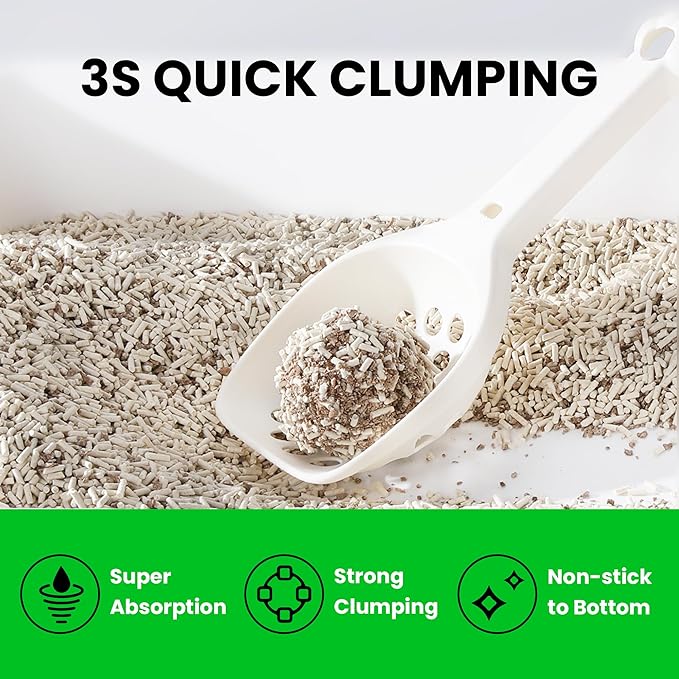 FUKUMARU Tofu Cat Litter, 32 LBS Clumping Cat Litter, Dust Free, Natural, Unscented, Flushable, Lightweight, Low Tracking, Mixed Apple Wood, 24/7 Odor Control, 8 lb x 4 Bags