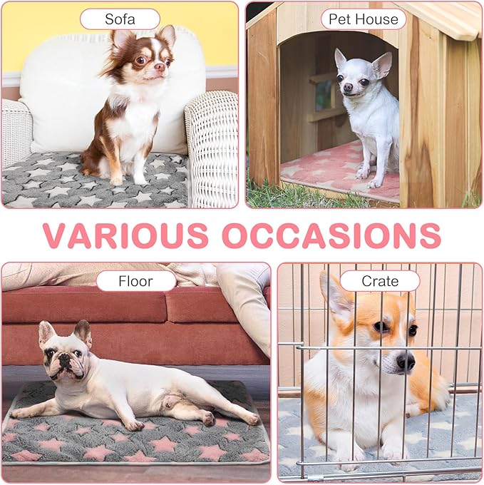 4 Pack Self Heating Cat Bed Cat Self Warming Pad with Removable Cover Extra Warm Thermal Pet Pad Washable Pet Crate Mat Anti Slip Kennel for Indoor Outdoor Pets(Star,24 x 35 Inches)