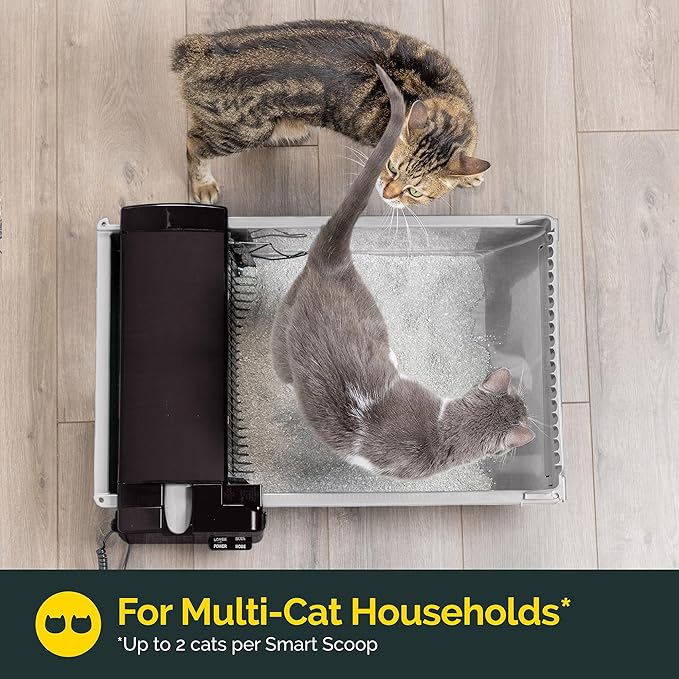 Pet Zone Self Cleaning Semi Automatic Cat Litter Box - Smart Scoop Cat Litter Box with 6 Bags & Carbon Filter for Up to Two Cats 6-16 Pounds