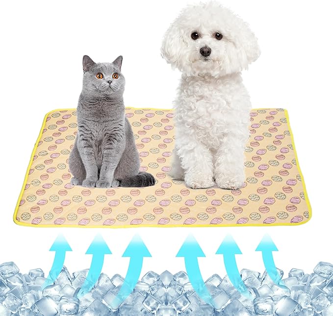 NACOCO Pet Cooling Mat Cat Dog Cushion Pad Summer Cool Down Comfortable Soft for Pets and Adults (S, Yellow)