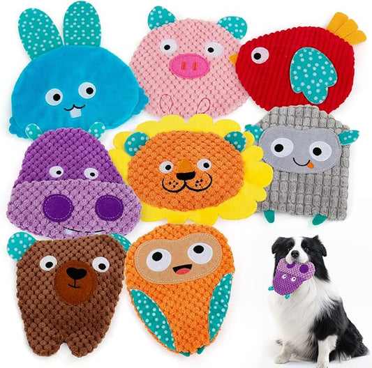 AWOOF No Stuffing Dog Toys - 8 Pack Squeaky and Crinkle Plush Toys for Small Medium Dogs, Durable for Aggressive Chewers, Cute Puppy Textured Animals
