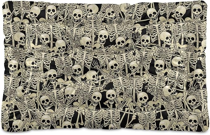 Fun Skull Pet Bed Cute Dog Bed Mat Absorbing Non Slip Pad Pet Sleeping Mat for Small, Medium, and Large Dogs Puppy Cat 24 in x 18 in