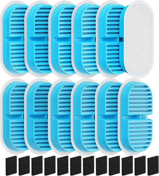 Cat Filter Set: 24 Filters (Includes 12 Carbon + 12 Sponges) for TOONIOOS W2 Cat Water Fountain - 6 Month Supply