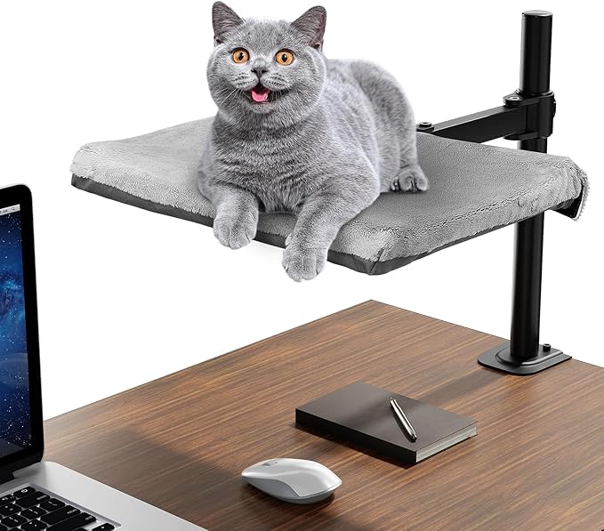 Cat Desk Bed - Perfect Cat Hammock for Your Desk Perch Adjustable Steel Frame Soft Fabric Removable Washable 16 inch Unique and Modern cat Furniture