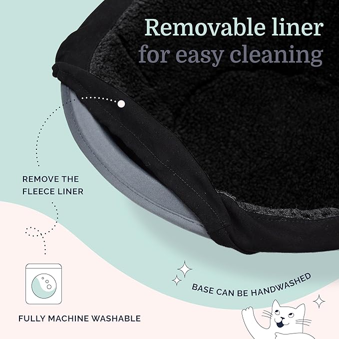Hepper Cat Nest - Washable Cat Bed with Removable Fluffy Fleece Liner - Cozy Comfy Calming Cat Bed Round Shape - Cat Warming Bed - Donut Cat Bed Desk Ready - Small Cat Bed for Indoor Cats