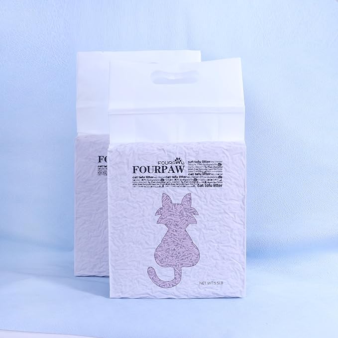 Tofu Cat Litter Lavender Scent 5.5 Lbs X 2 Bags, Can Flush Down Toilets or drains, Low Tracking Cat Litter 2mm Pellets.
