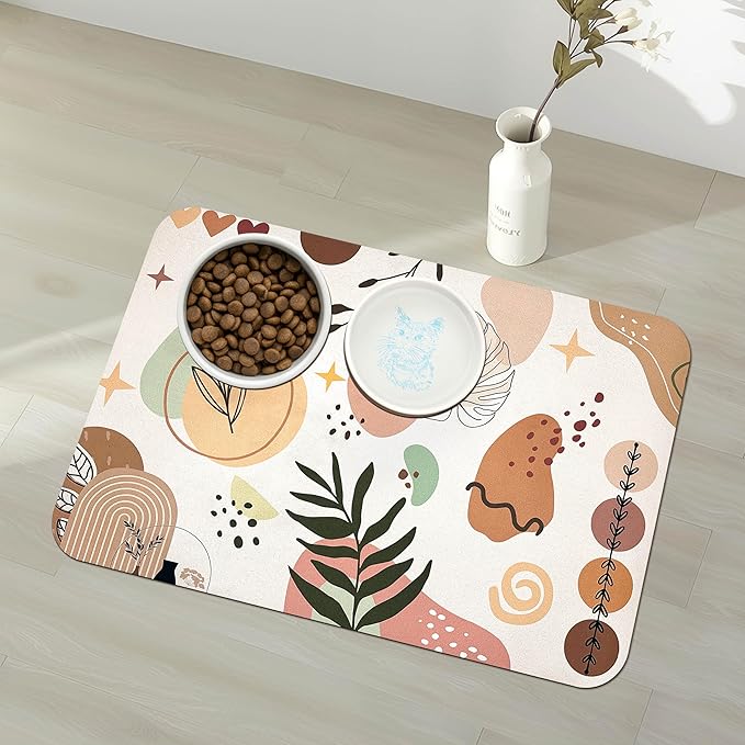 Pet Feeding Mat for Floors Waterproof Dog Mat for Food and Water Absorbent Quick Dry Non Slip mat for Cat Bowls