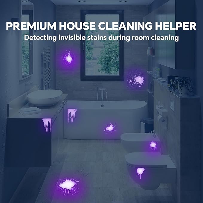 365nm Black Light Flashlight, UV Flashlight Rechargeable with LCD Display, Powerful Ultraviolet Lights for Pet Urine Detection, Resin Curing, Minerals, Blood tracking, Scorpion, Uranium Glass, A/CLeak