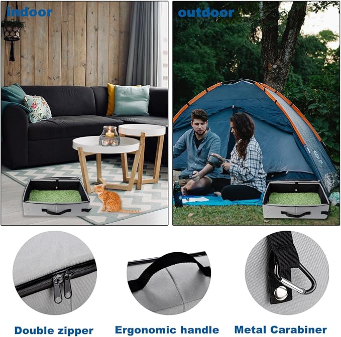 Portable Travel Cat Litter Box for Cats with Lid,Leak-Proof Waterproof Foldable Kitty Litter Box, for Cat Travel Essentials, Hotel, Airplane and Other Outdoor Use(Grey)