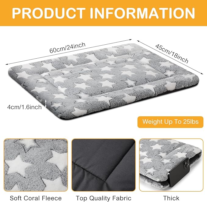 4 Pcs Washable Dog Crate Mat Kennel Pad Replaceable Reversible Pet Bed Pad for Crate Pet, Sleeping Mat for Small, Medium, Large Dog Machine Washable(18 x 24 x 1.6 Inch,Gray)