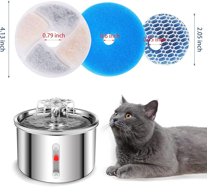 4 Pack Cat Water Fountain Replacement Filters for 67oz/2L Automatic Pet Fountain Cat Water Dispenser