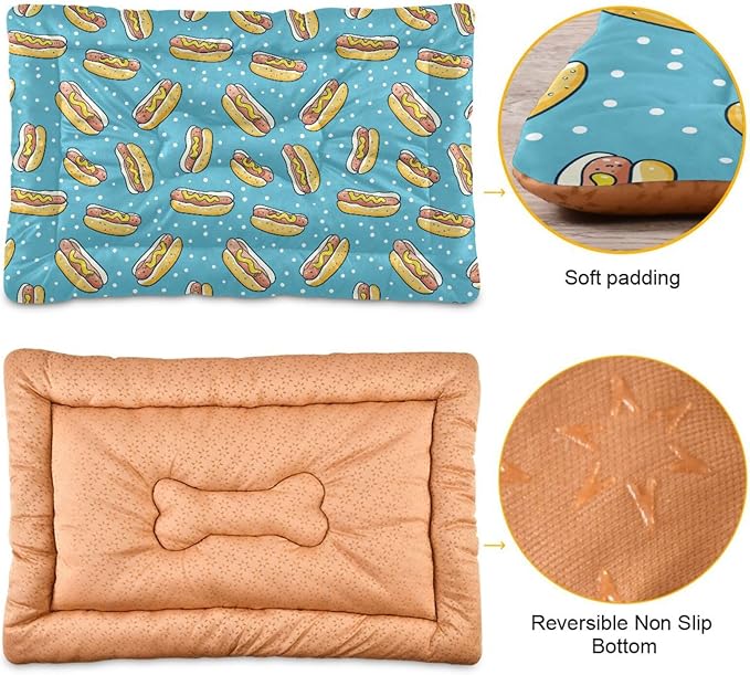 Hot Dog Pet Bed Cute Dog Bed Mat Absorbing Non Slip Pad Pet Sleeping Mat for Small, Medium, and Large Dogs Puppy Cat 24 in x 18 in