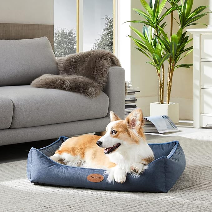 Orthopedic Dog Beds for Medium Dogs, Durable Egg Crate Foam Sofa Dog Bed wit Washable Removable Cover,Waterproof Lining,Pet Bed for Large Dogs (Navy Blue, 31.5" L x 25.2" W x 7" Th)
