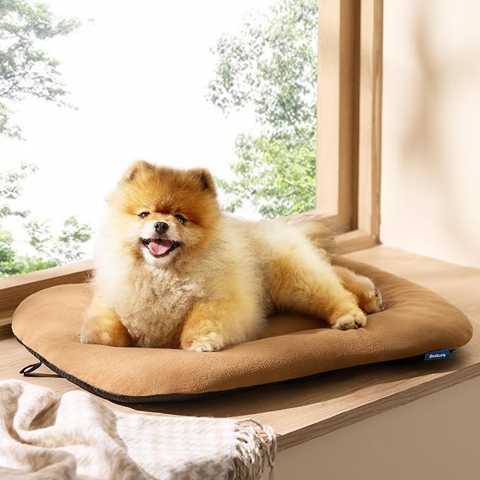 Bedsure Washable Dog Crate Pad for Small Dogs, Anti-Slip Puppy Kennel Dog Bed for Crate - Ultra Soft Fleece Flat Thin Pet Mat (Not Chew Proof), Brown 23"x17"