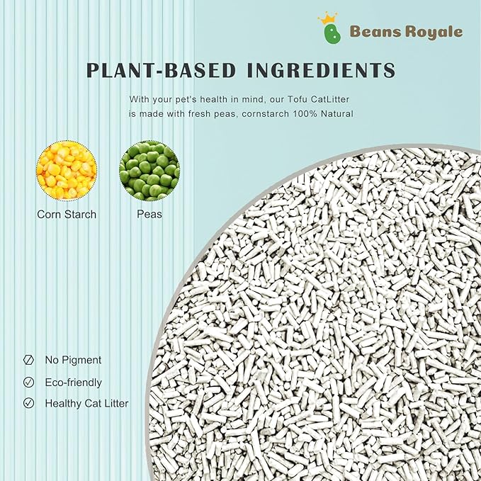 2pcs Pack (6L x 2) Tofu Cat Litter, Clumping Kitty Litter, Flushable,Pea Fiber,Dust Free, Odor Control, Low Tracking, Lightweight (Milky 3mm)