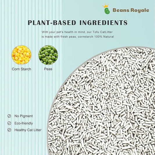 2pcs Pack (6L x 2) Tofu Cat Litter, Clumping Kitty Litter, Flushable,Pea Fiber,Dust Free, Odor Control, Low Tracking, Lightweight (Milky 3mm)