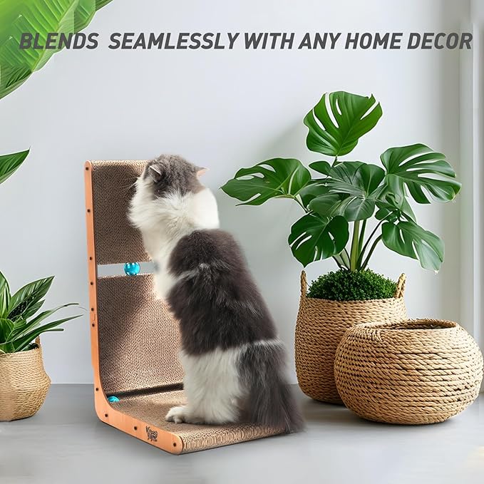 Cat Scratcher, Vertical Cat Scratching Board, 23.6 Inch L Shape Cat Scratch Pads Wall Mount Cat Scratchers for Indoor Cats