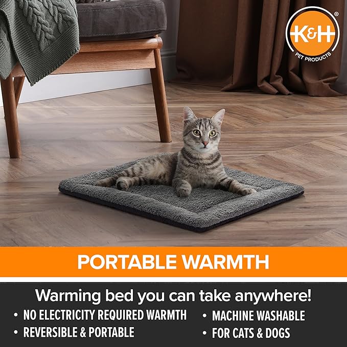 K&H Pet Products Self-Warming Cat Bed Pad, 21x17, Gray/Black (Pack of 6)